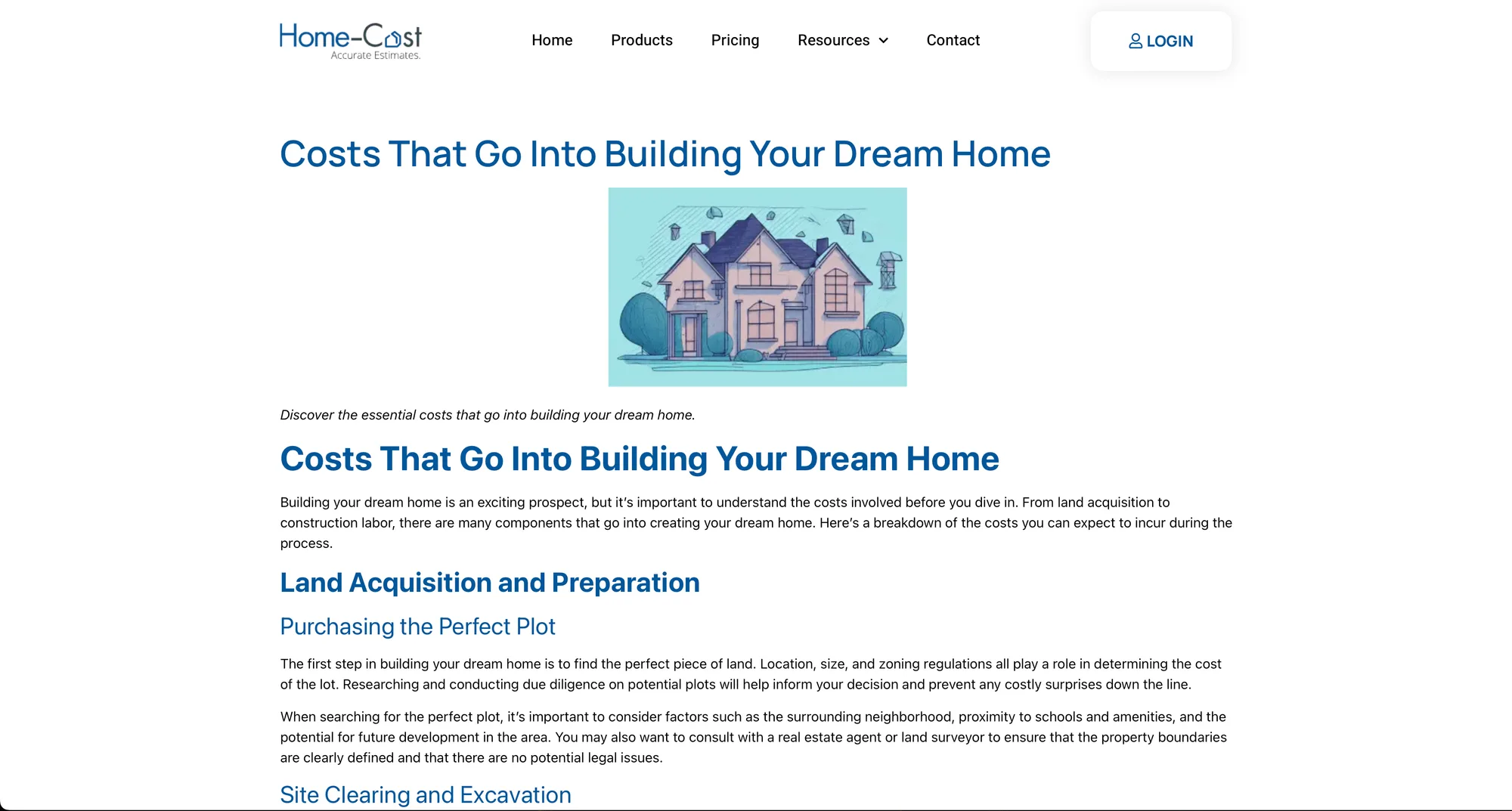 Home-Cost work sample